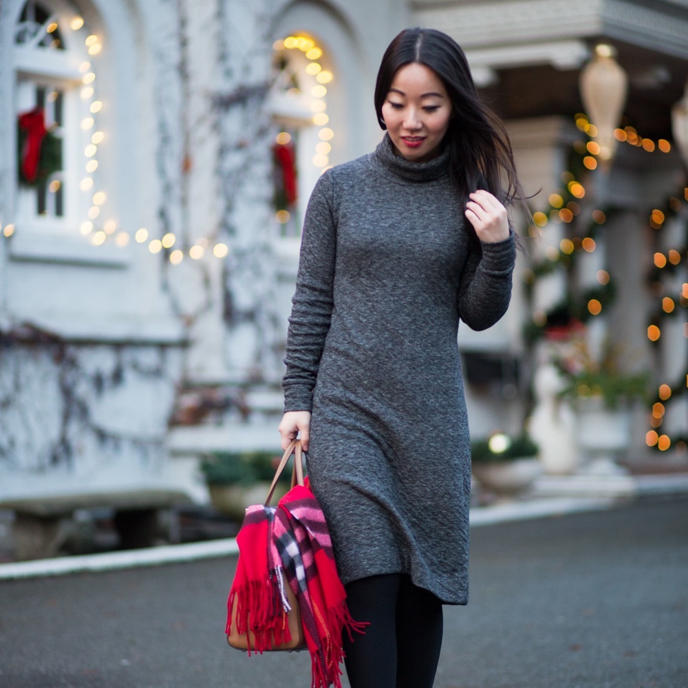 Madewell Turtleneck Long Sleeve Sweater Midi Dress